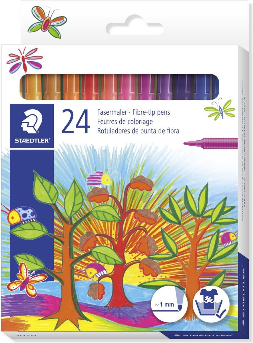 10 x Staedtler Fasermaler Noris Club Kartonetui mit 24 Farben