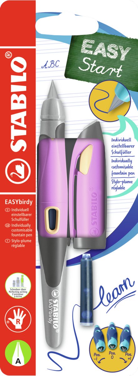 5 x Stabilo Schulfüller Easybirdy Pastel Edition Rechthänder A soft pi