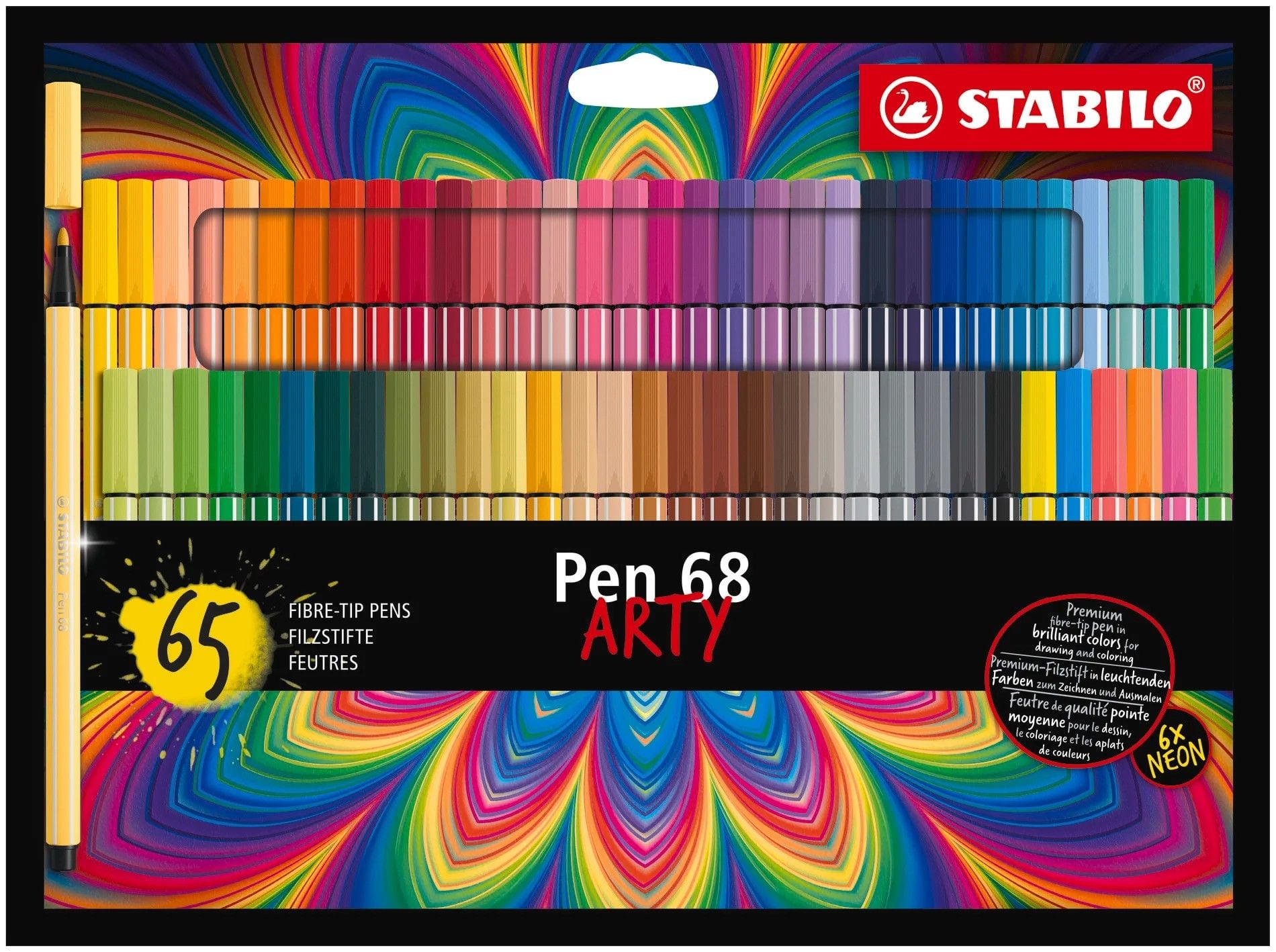 5 x Stabilo Filzstift Pen 68 Arty sortiert VE=65 Stifte