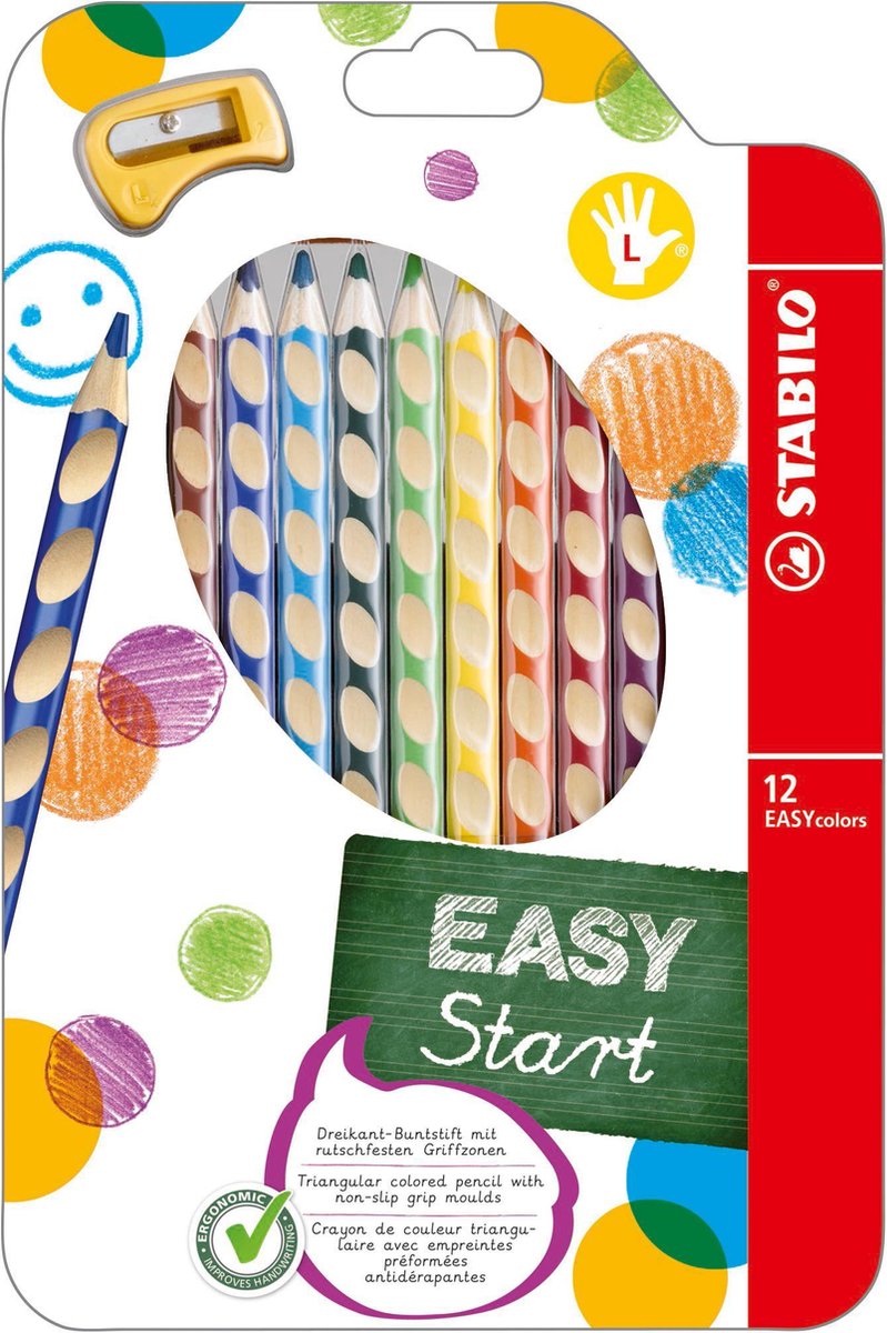 3 x Stabilo Dreikant-Buntstift Easycolors Linkshänder Etui VE=12 Farbe