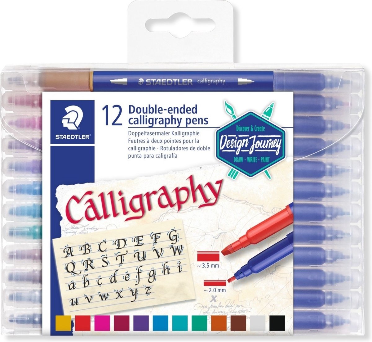 5 x Staedtler Zweispitzmaler Calligraph duo VE=12 Farben