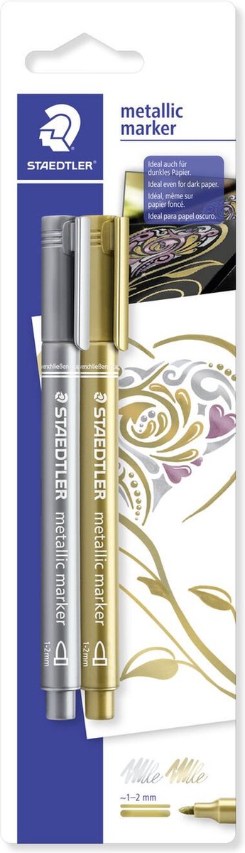 10 x Staedtler Lackmarker Metallic Marker ca. 1-2 mm gold und silber a