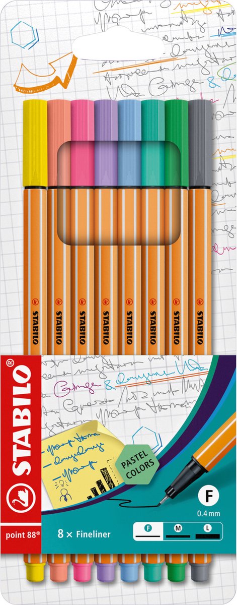 10 x Stabilo Fineliner point 88 Etui -Pastell VE=8 Stück