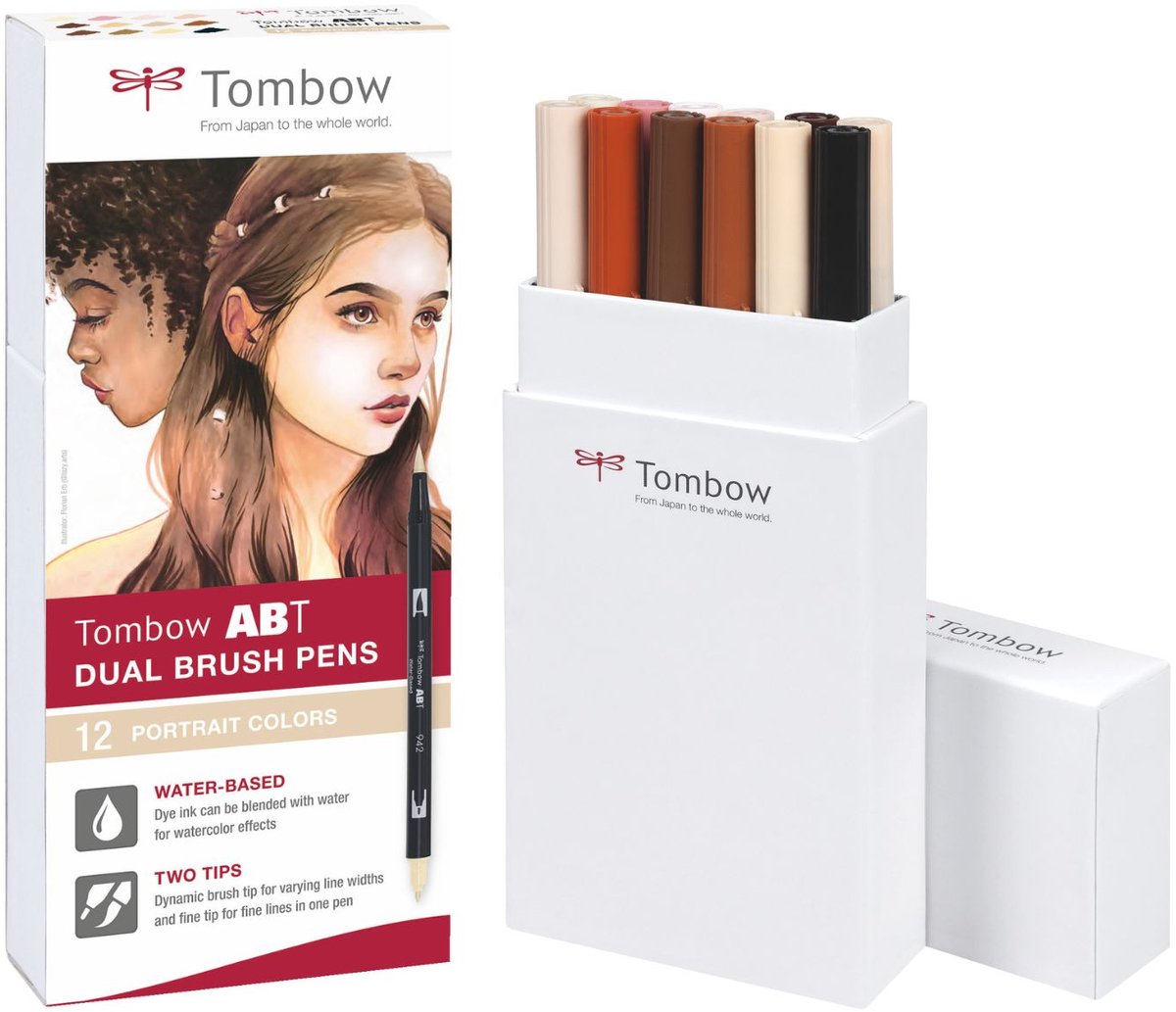 Tombow Dual-Fasermaler ABT mit Rundspitze/Pinselspitze Wasserbasis Por
