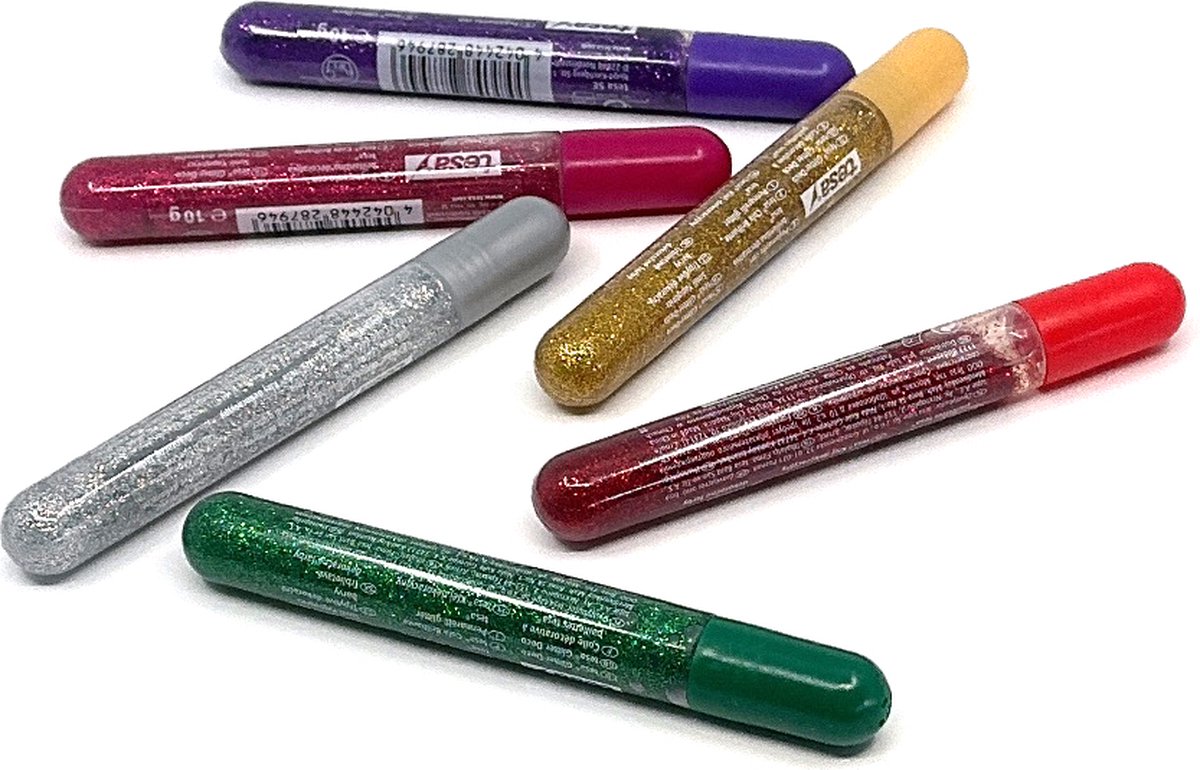 12 x Tesa Glitzerkleber -Glitter-Deco- bunt 6 Tuben a 10 ml