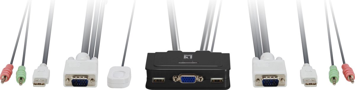 LevelOne LevelOne KVM-0223 2-Port Kabel KVM-Switch mit Audio (USB)