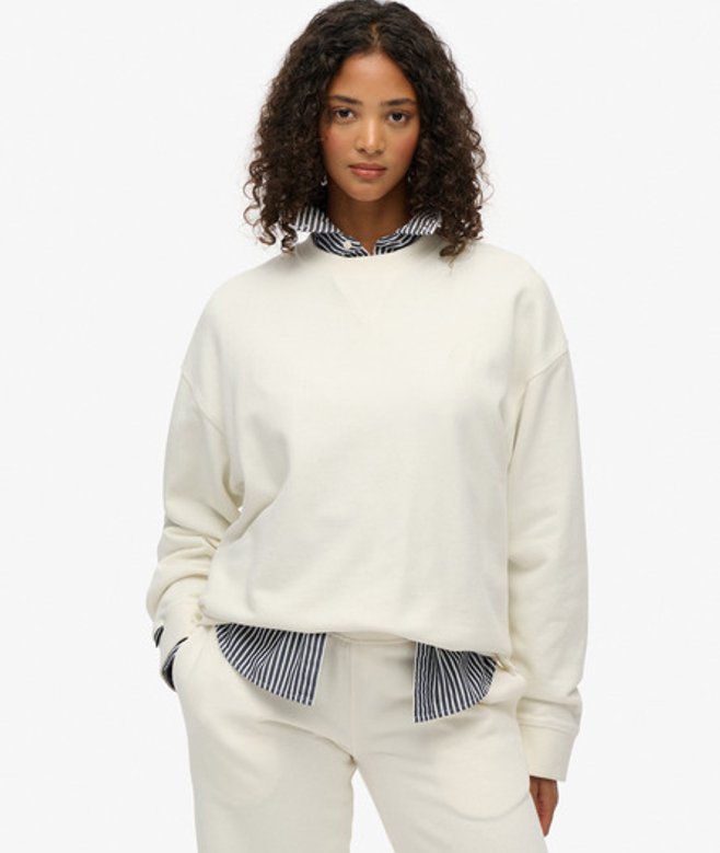 Superdry Damen Studios Sweatshirt mit Rundhalsausschnitt White - Größe: 38