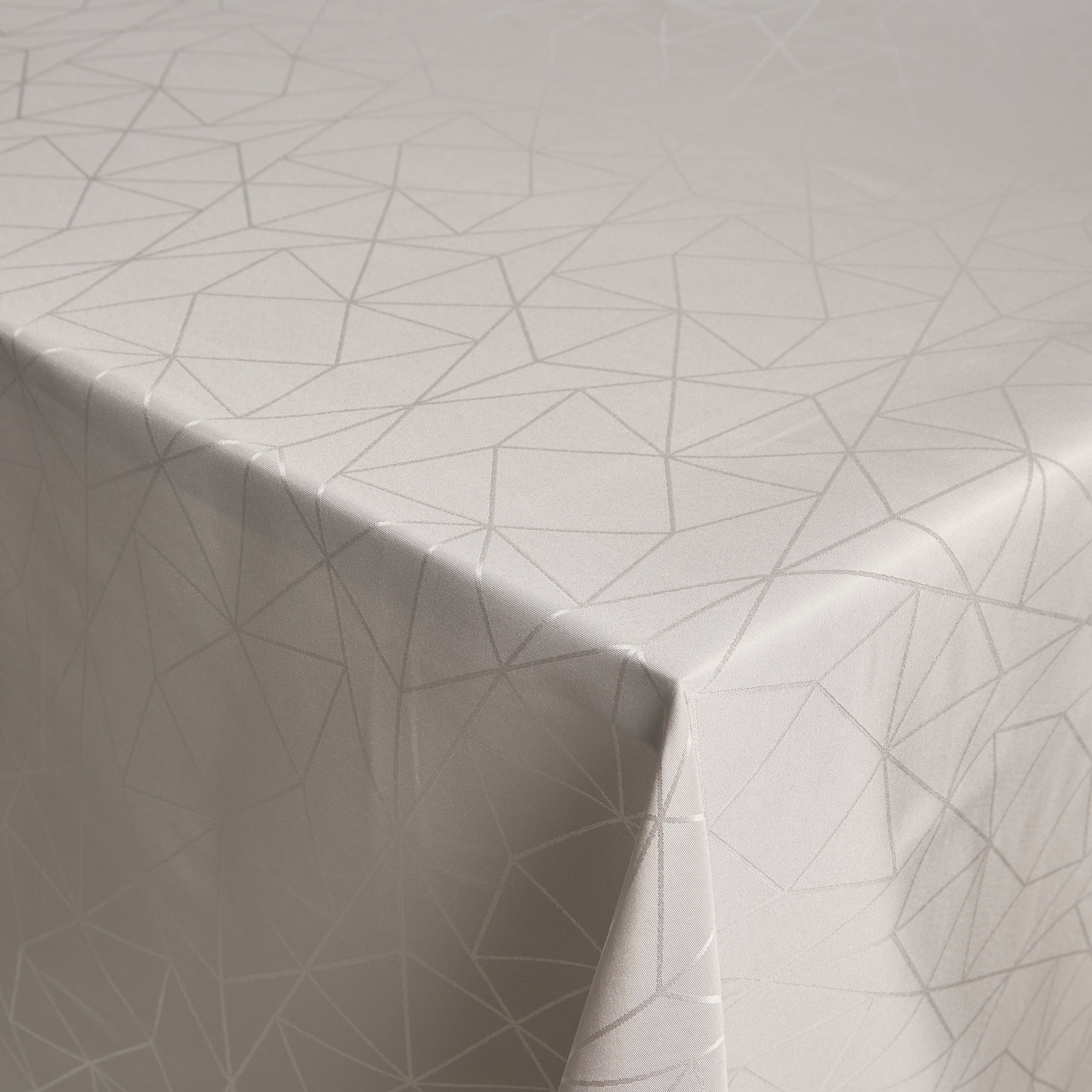 Tischdecke - 140x420 cm - Jacquard-Tischdecke mit geometrischem Muster - Sandfarben - Exklusive Festtischdecke