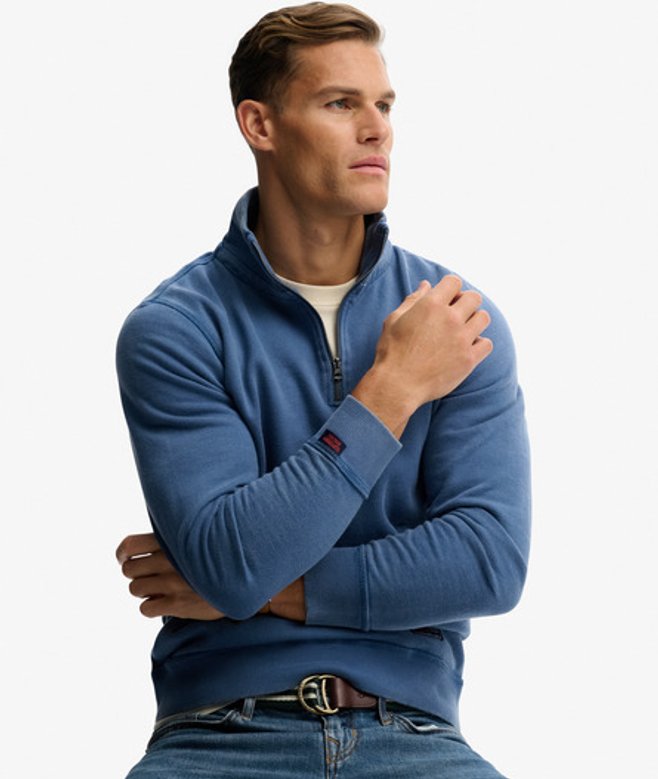 Superdry Herren Athletic SD Co Sweatshirt mit Halblangem Reißverschluss Blue - Größe: Xxl