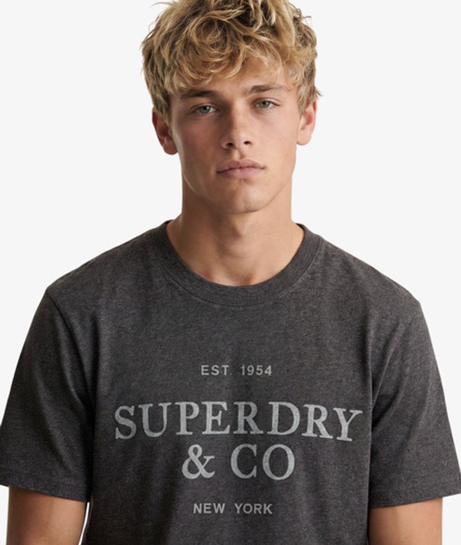 Superdry Herren 1954 Company T-shirt in Lockerer Passform Dark Grey - Größe: XL