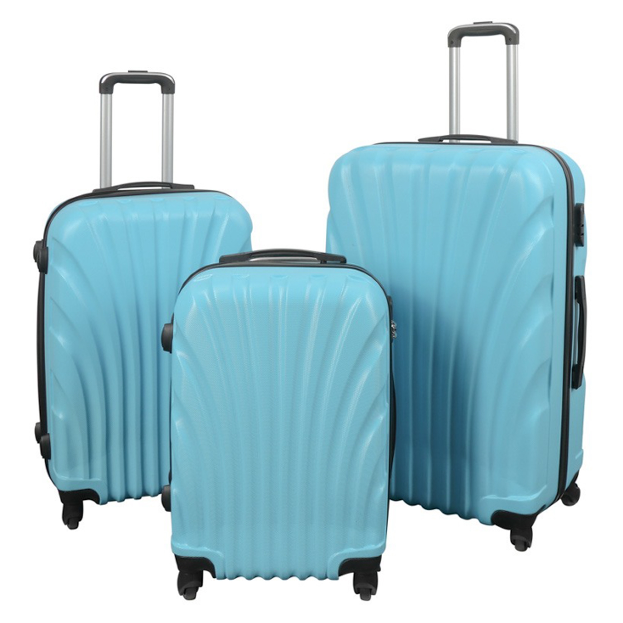 Koffer-Set - 3-tlg. - Praktischer Hardcase Koffer - Muschel hellblau