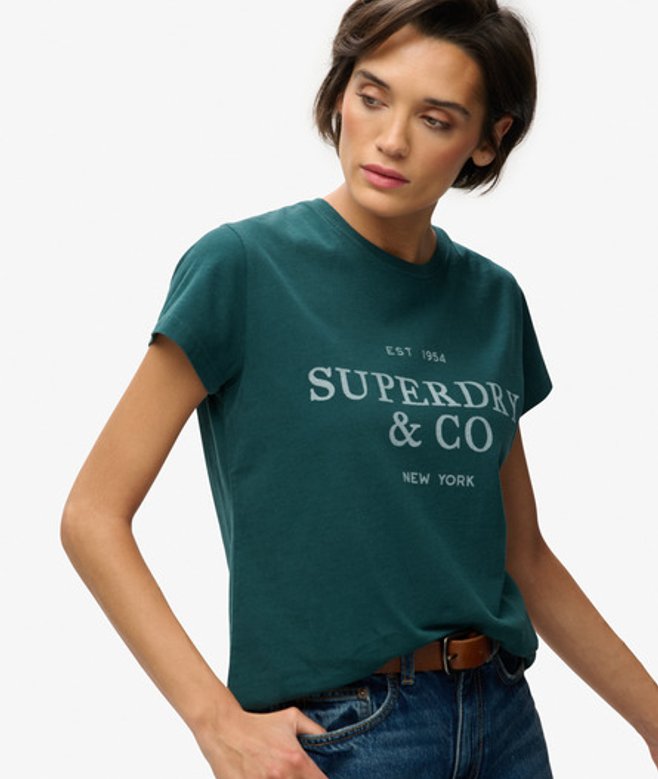 Superdry Damen Luxe Casual Classic T-shirt Green - Größe: 36