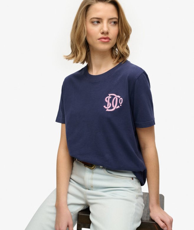 Superdry Damen Sd & co T-shirt in Lockerer Passform Navy - Größe: 40