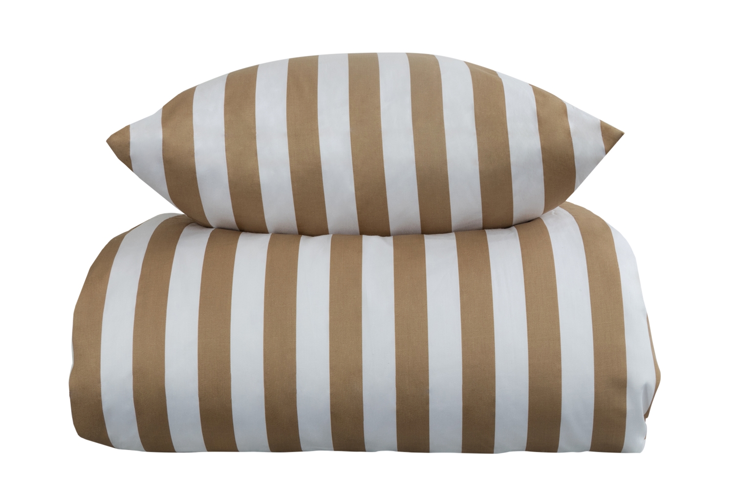 Doppelbett-Bettwäsche 200x220 cm - 100% Baumwollsatin - Nordic Stripe - sandfarbene Streifen