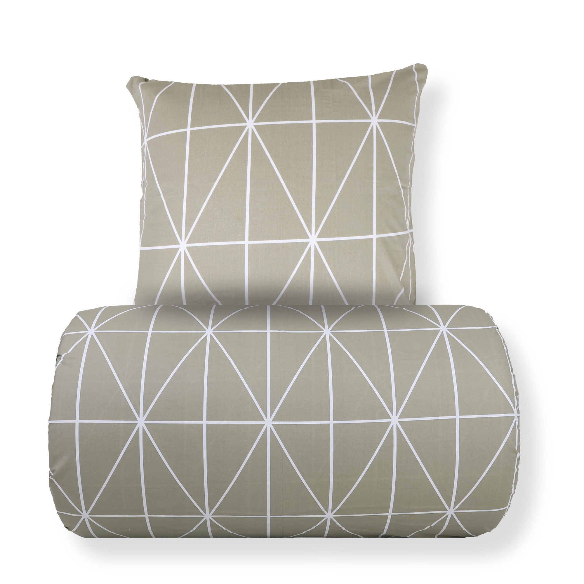 Doppelbett-Bettwäsche 200x220 cm - 100% Baumwolle - Grün mit weißem Harlekinmuster
