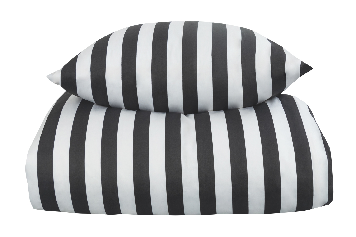 Doppelbett-Bettwäsche 200x220 cm - 100% Baumwollsatin - Nordic Stripe - Dunkelgraue Streifen
