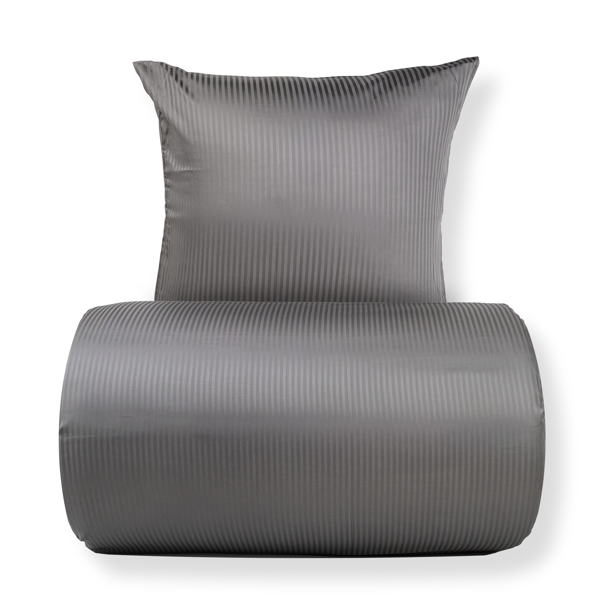 Doppel-Bettwäsche 200x220 cm - Ägyptische Baumwolle - Hellgraue, jacquardgewebte Streifen