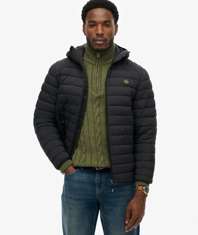 Superdry Herren Fuji Lite Kapuzenjacke Black - Größe: Xxxl