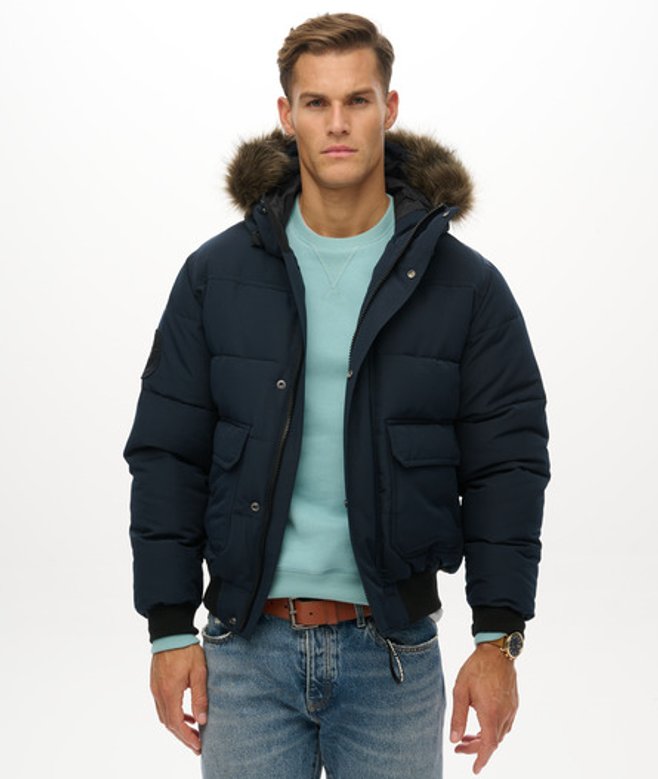 Superdry Herren Everest Bomberjacke mit Kapuze Navy - Größe: Xxl
