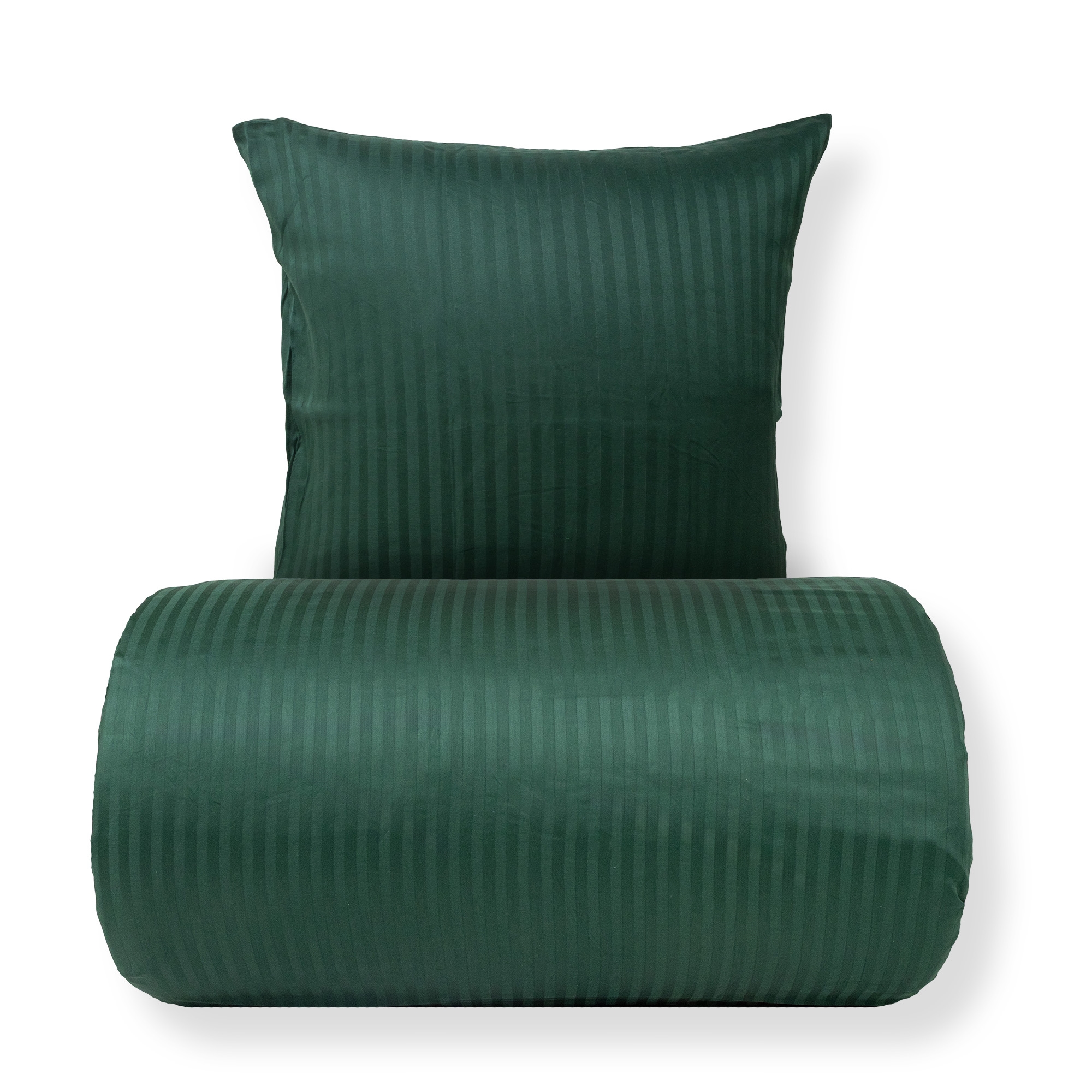 Bettwäsche-Set 240x220 cm - 100% Baumwollsatin - Klassische grüne Streifen