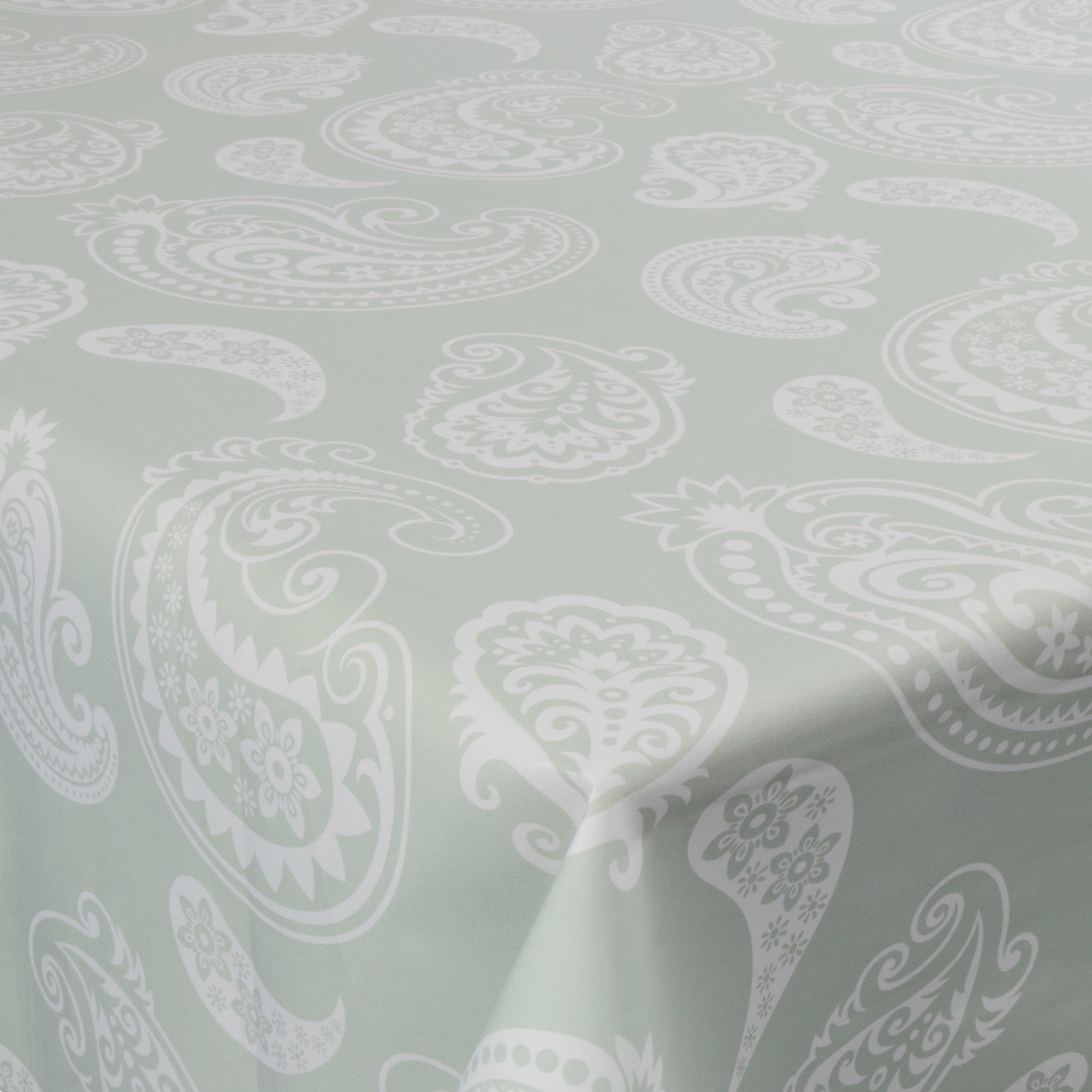 Textil Wachstuch mit Acrylbeschichtung - 30 Meter auf Rolle - Weißes Muster - 140 cm breites Textiltuch