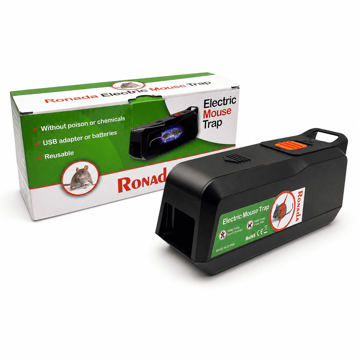 Ronada Elektrische Mausefalle - Giftfrei und effektiv - Wiederverwendbar
