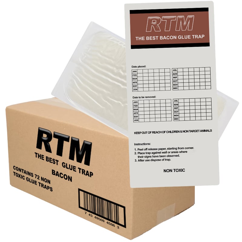 Klebefalle Trapper RTM Speck (72 Stück) - Klebefalle gegen Mäuse und Ratten - Gebrauchsfertig