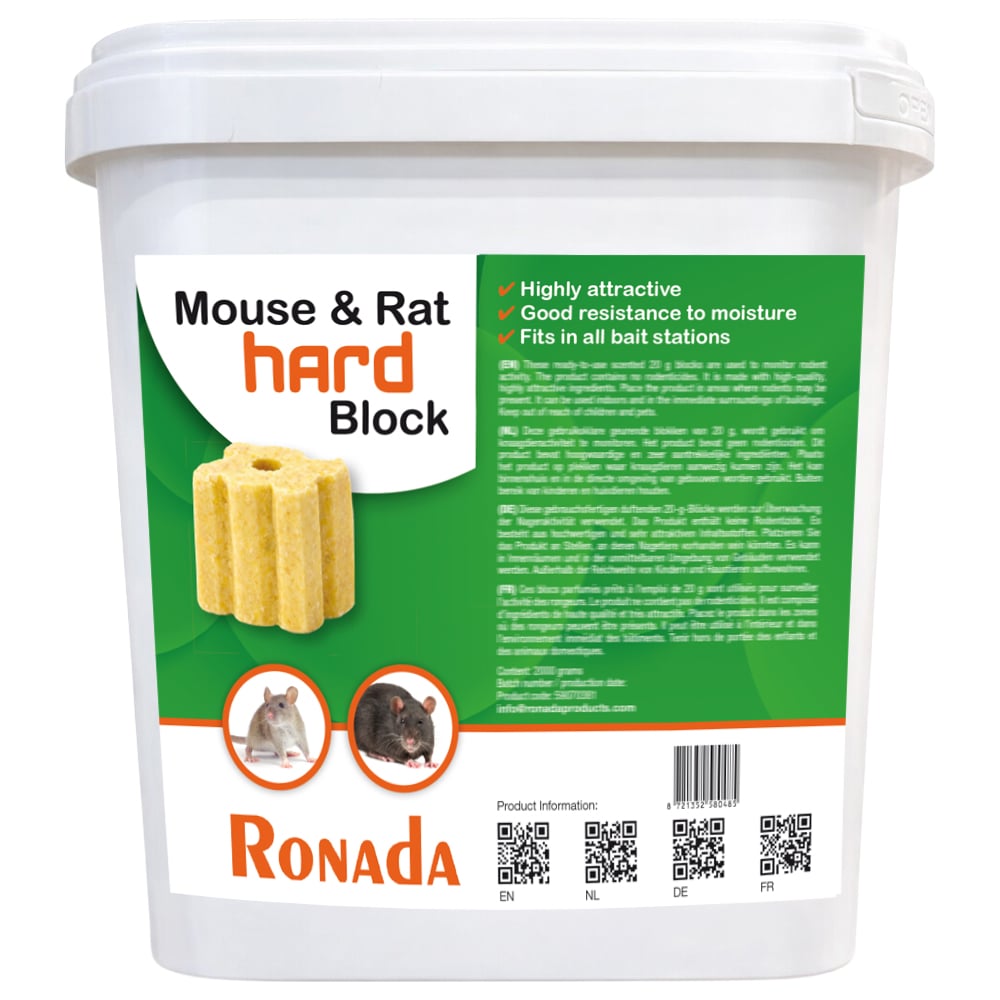 Ronada Mäuse- Und Ratten-Hardblock 2 Kg - Hohe Anziehungskraft - Sehr attraktiv
