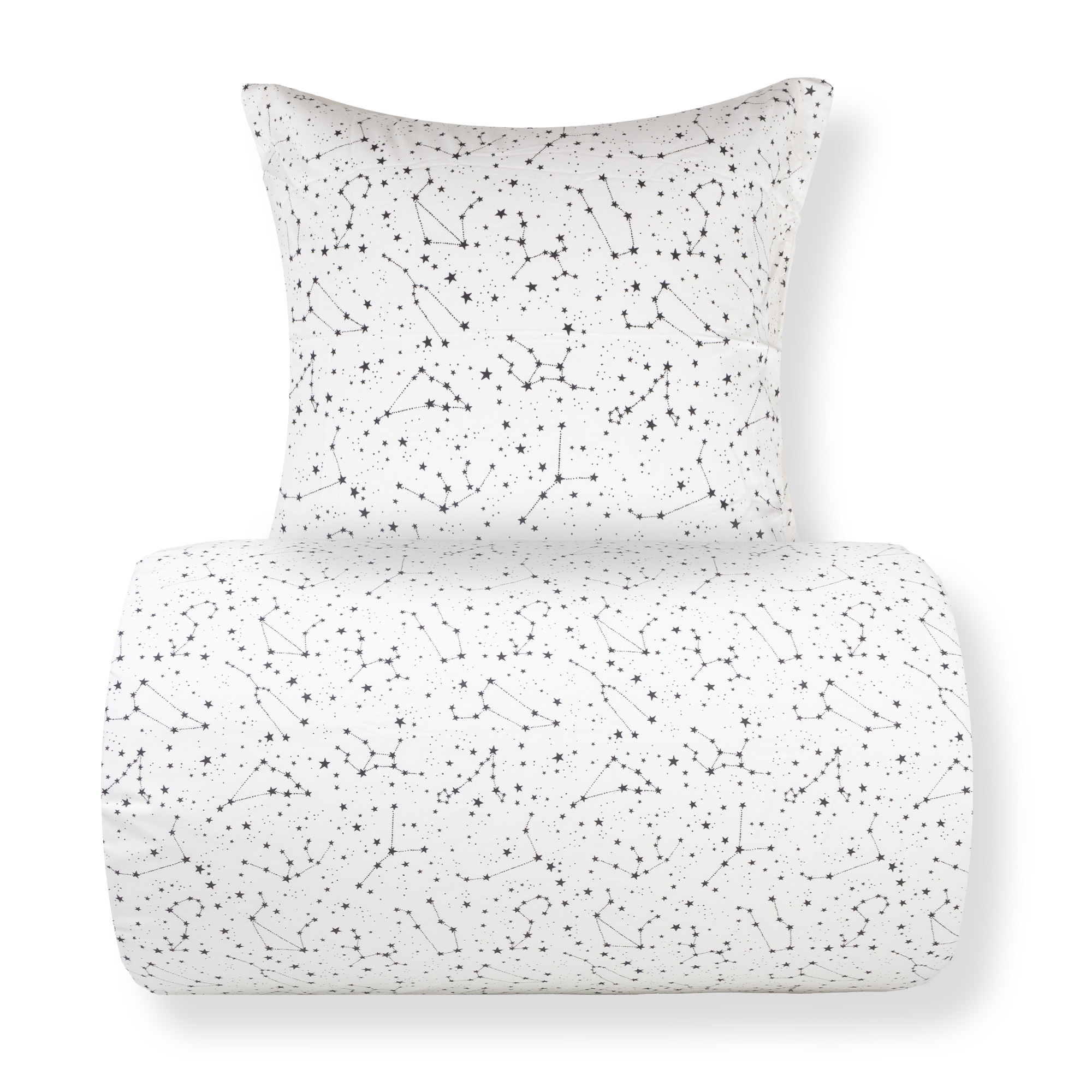 Doppelbett-Bettwäsche 200x220 cm - 100% Baumwolle - Zodiac white - Wendbar mit Sternen