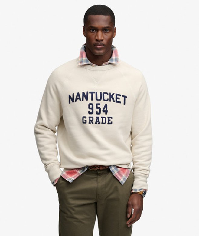 Superdry Herren Merchant Vintage Applikation Sweatshirt Cream - Größe: L