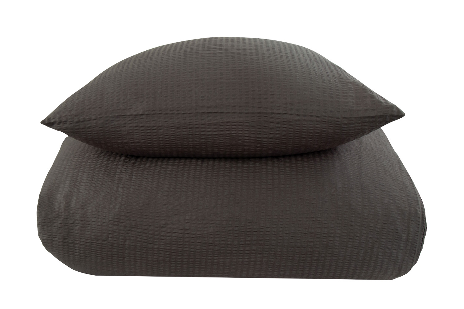 Bettwäsche 140x220 cm - Seersucker-Bettwäsche - 100% Baumwollkrepp - dunkelgrau einfarbig