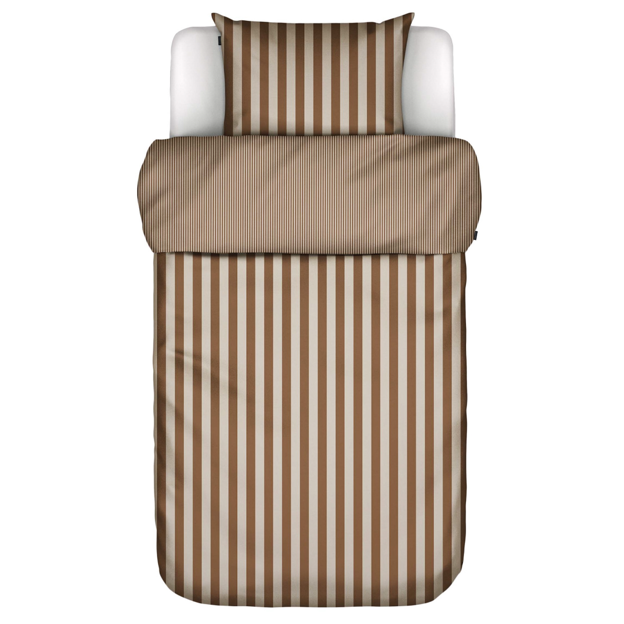 Marc O'Polo Bettwäsche - 100% enzymgewaschener Baumwolle - 140x200 cm - Classic Stripe Toffee Brown