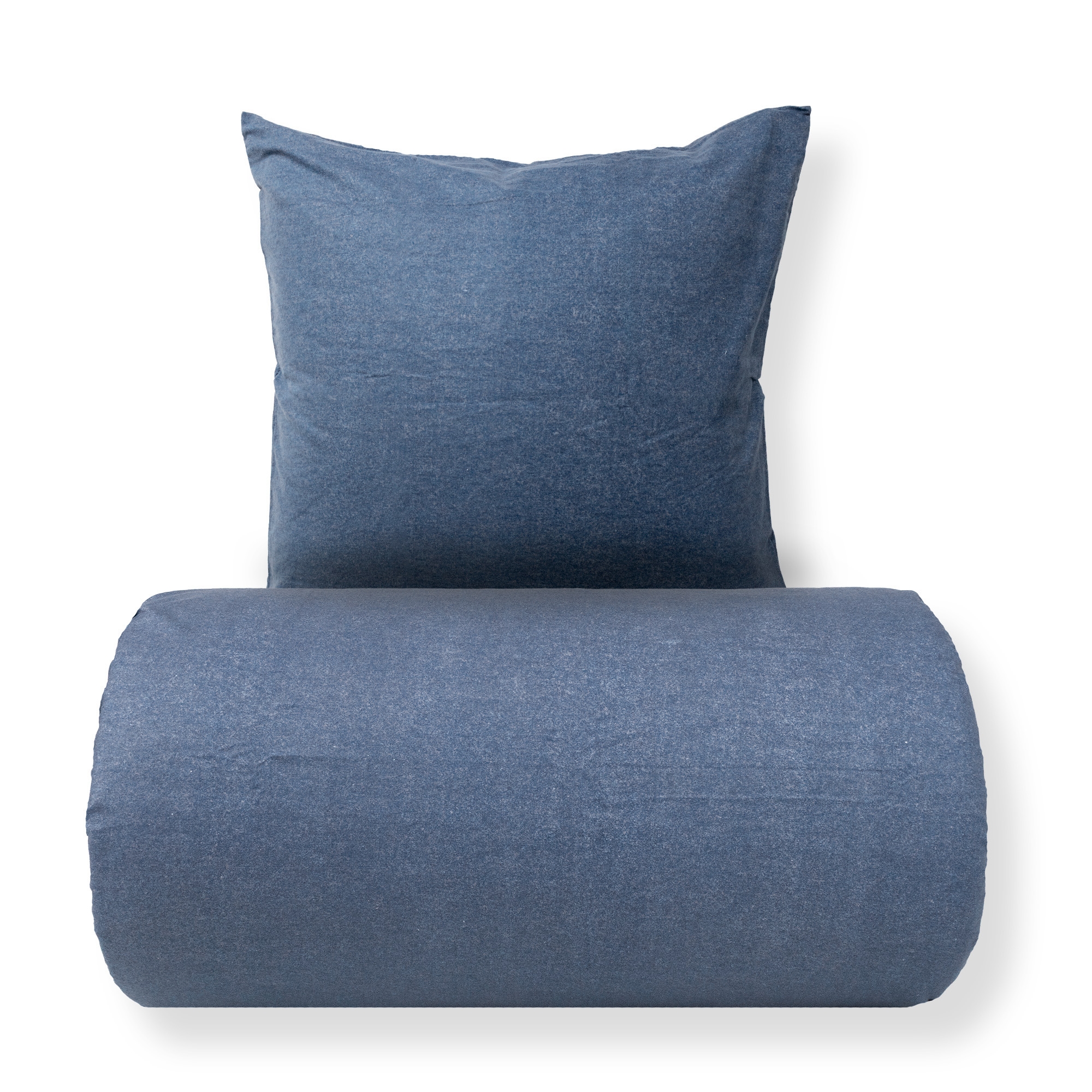 Bettwäsche 150x210 cm - Baumwollflanell - Blue Melange
