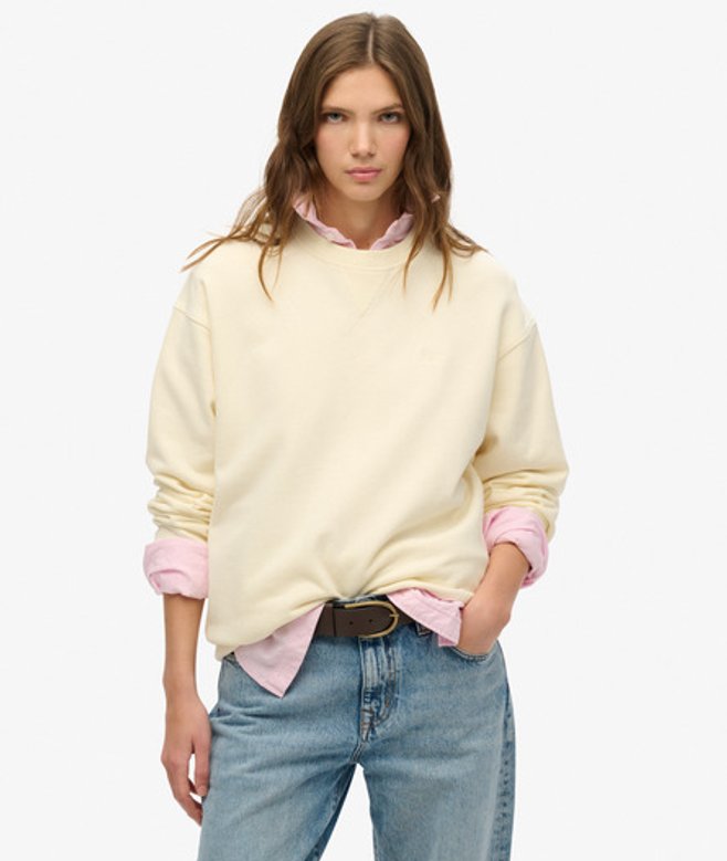 Superdry Damen Studios Sweatshirt mit Rundhalsausschnitt Weiß - Größe: 40