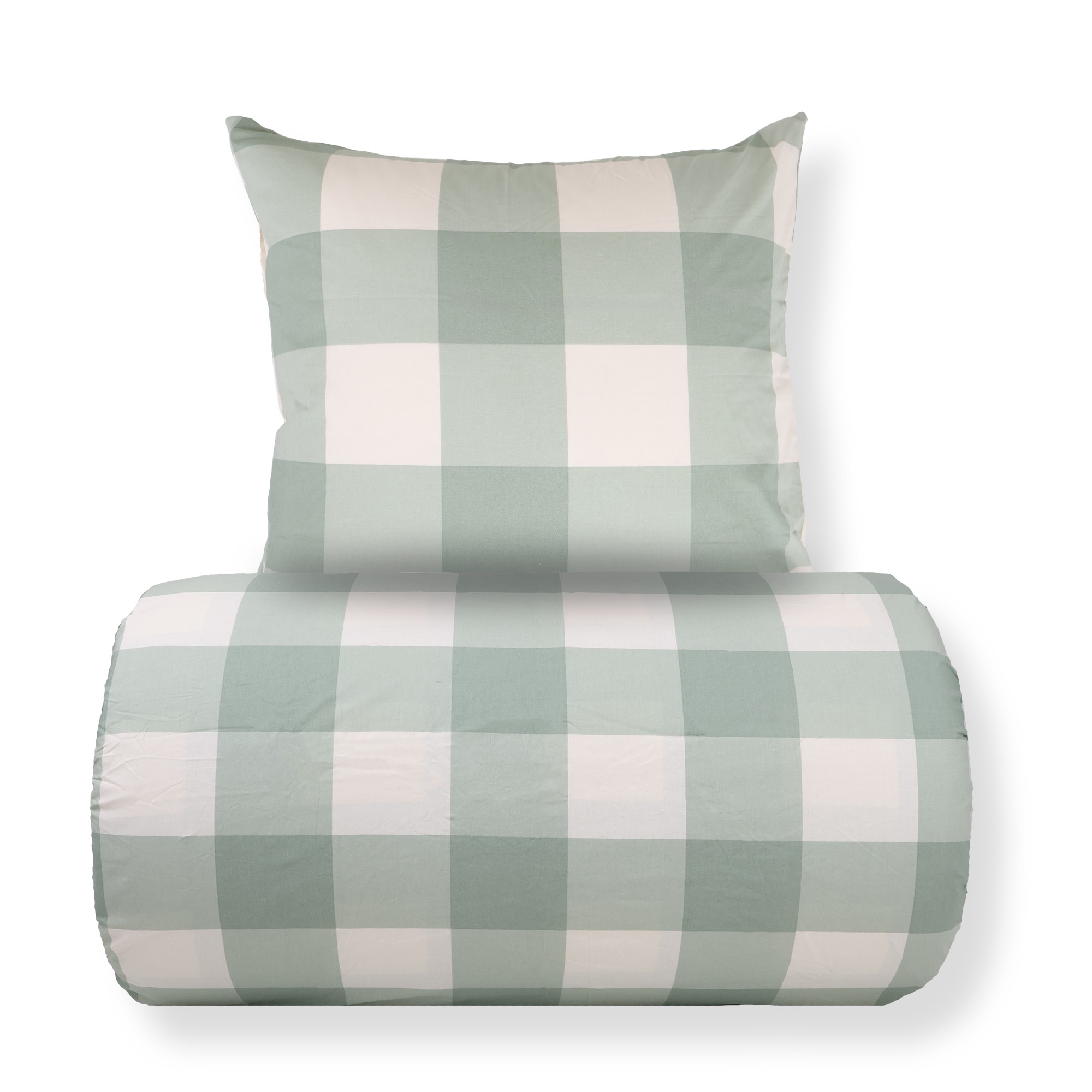 Bettwäsche für Doppelbett 200x220 cm - 100% Baumwolle - Grünes Karo