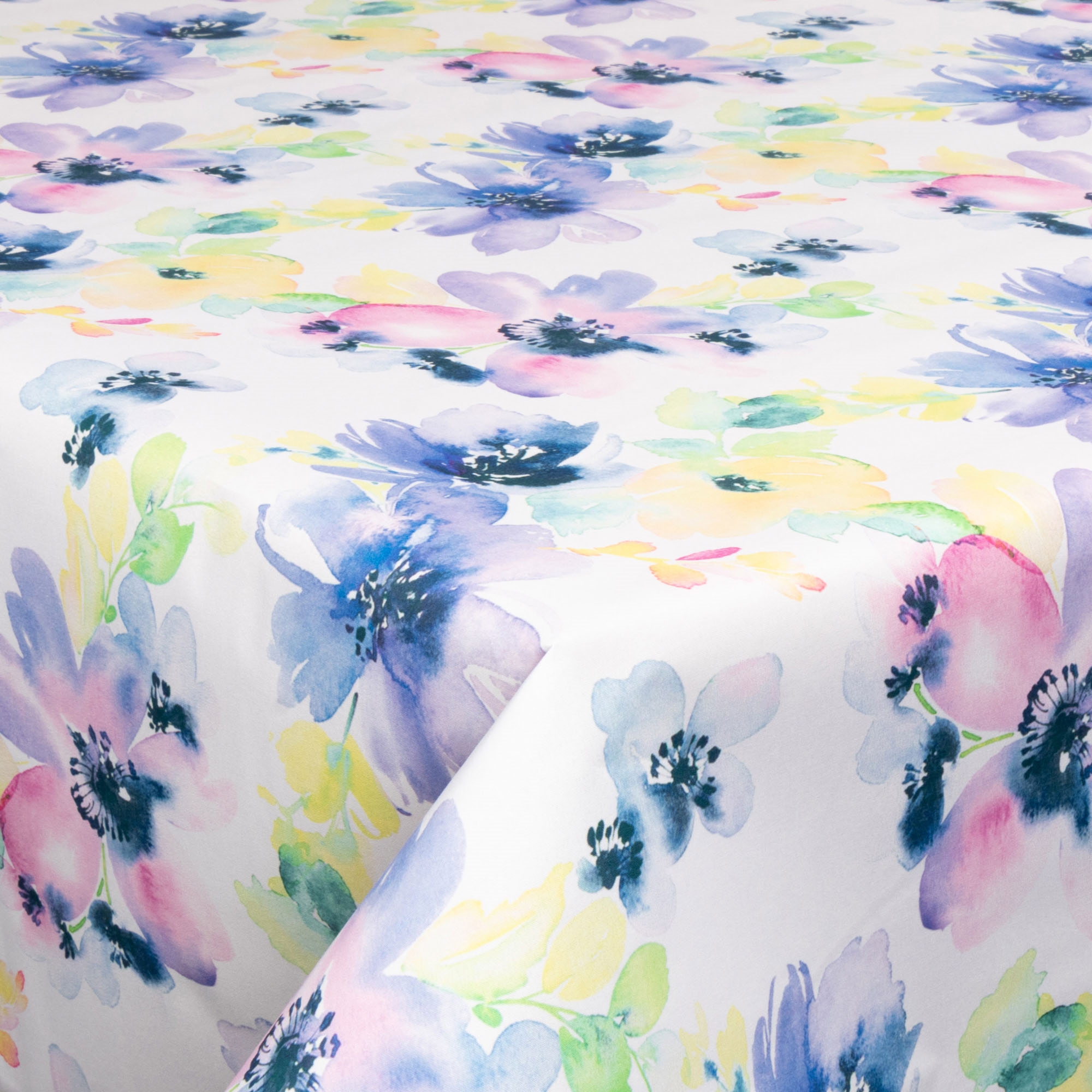 Textil Wachstuch mit Acrylbeschichtung - 30 Meter auf Rolle - Flower Blue - 140 cm breites Textiltuch