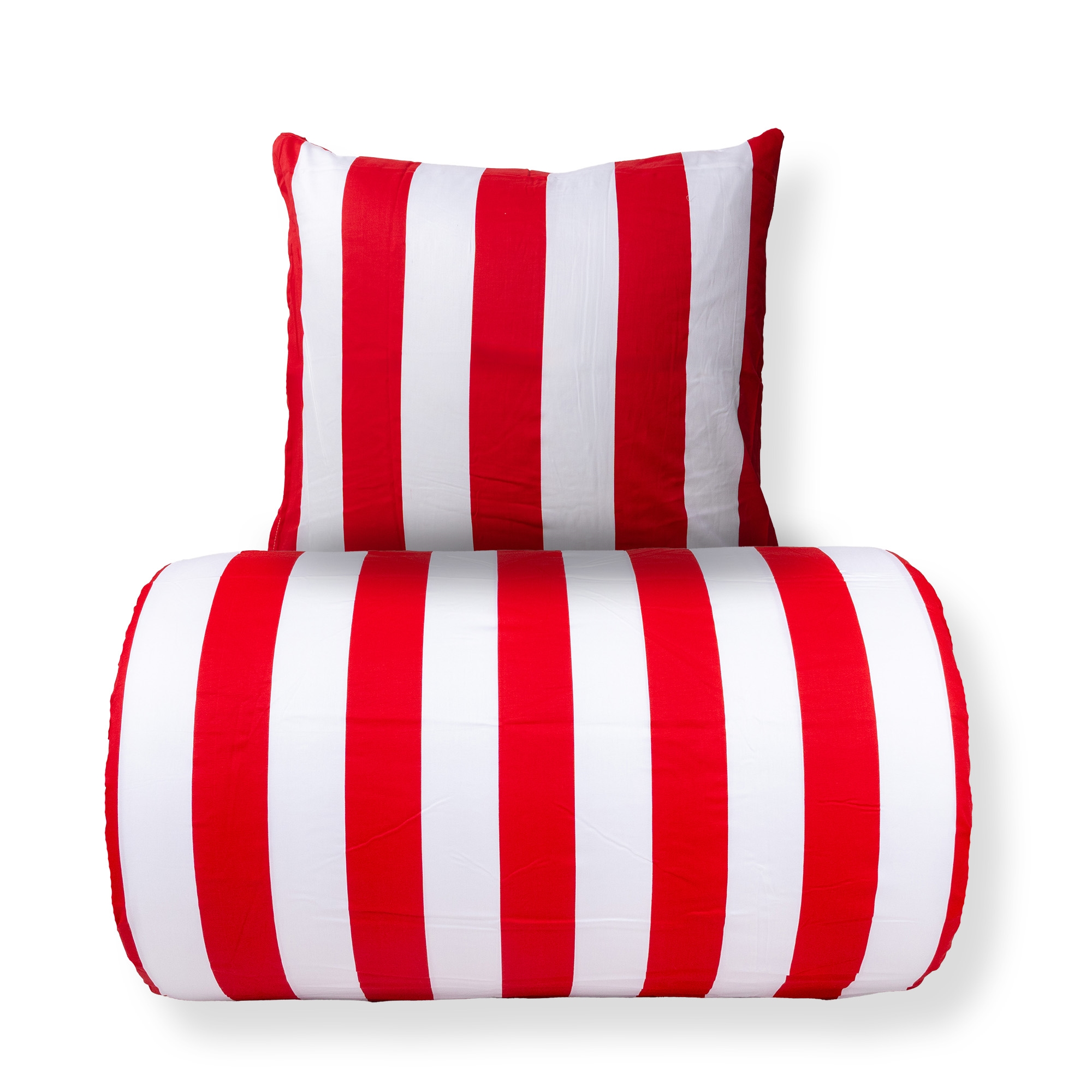 Doppel-Bettwäsche 240x220 cm - 100% Baumwollsatin - Nordic Stripe - breite rote Streifen