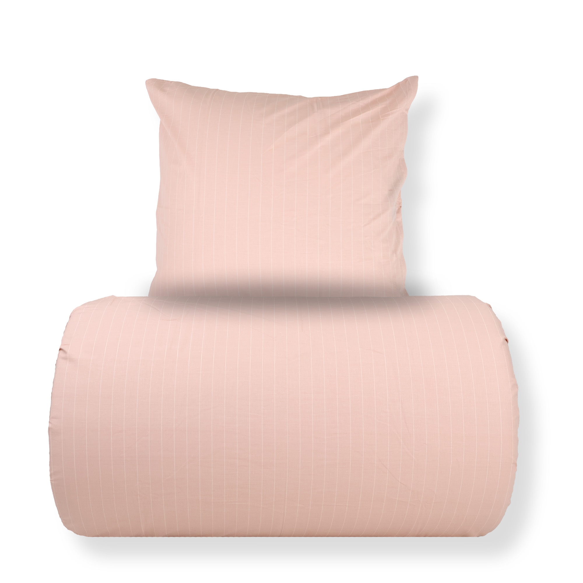 Doppelbett-Bettwäsche 240x220 cm - 100% Baumwolle - Rosa mit weißen Streifen