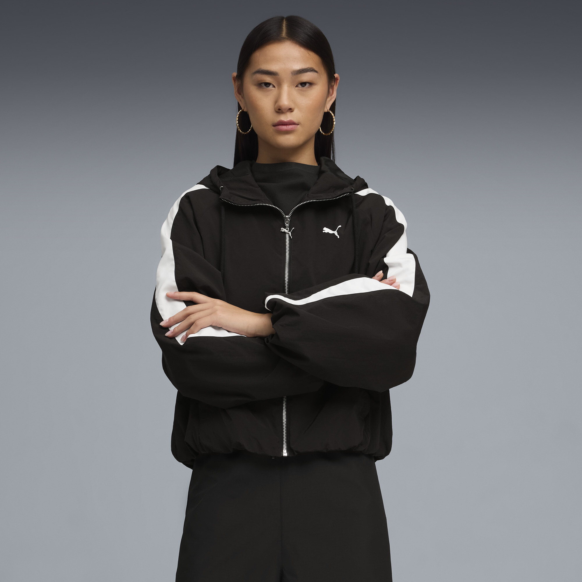 PUMA T7 Jacke Damen, Kleidung, Schwarz, L