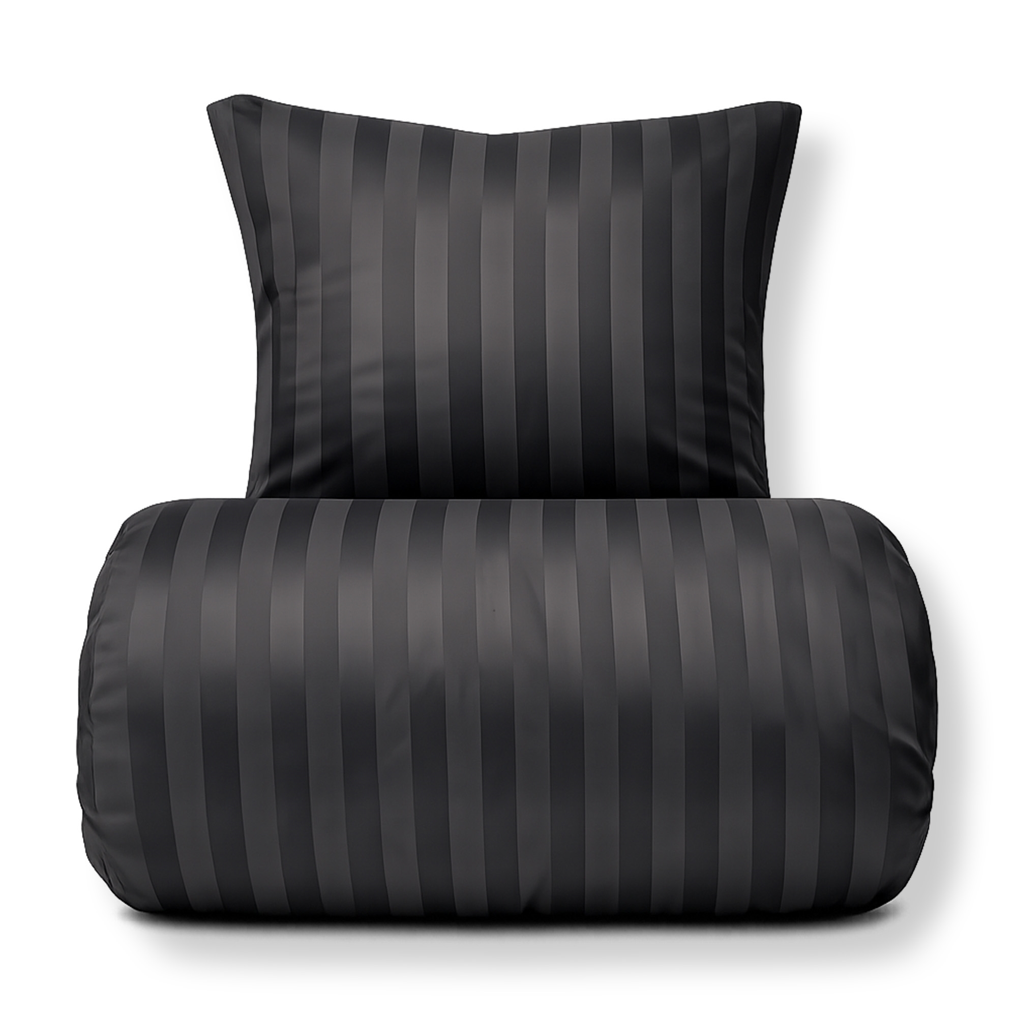 Bambusbettwäsche - 140x220 cm - 100% natürlicher Bambus - Grau, jacquardgewebtes Bettenset mit Streifen