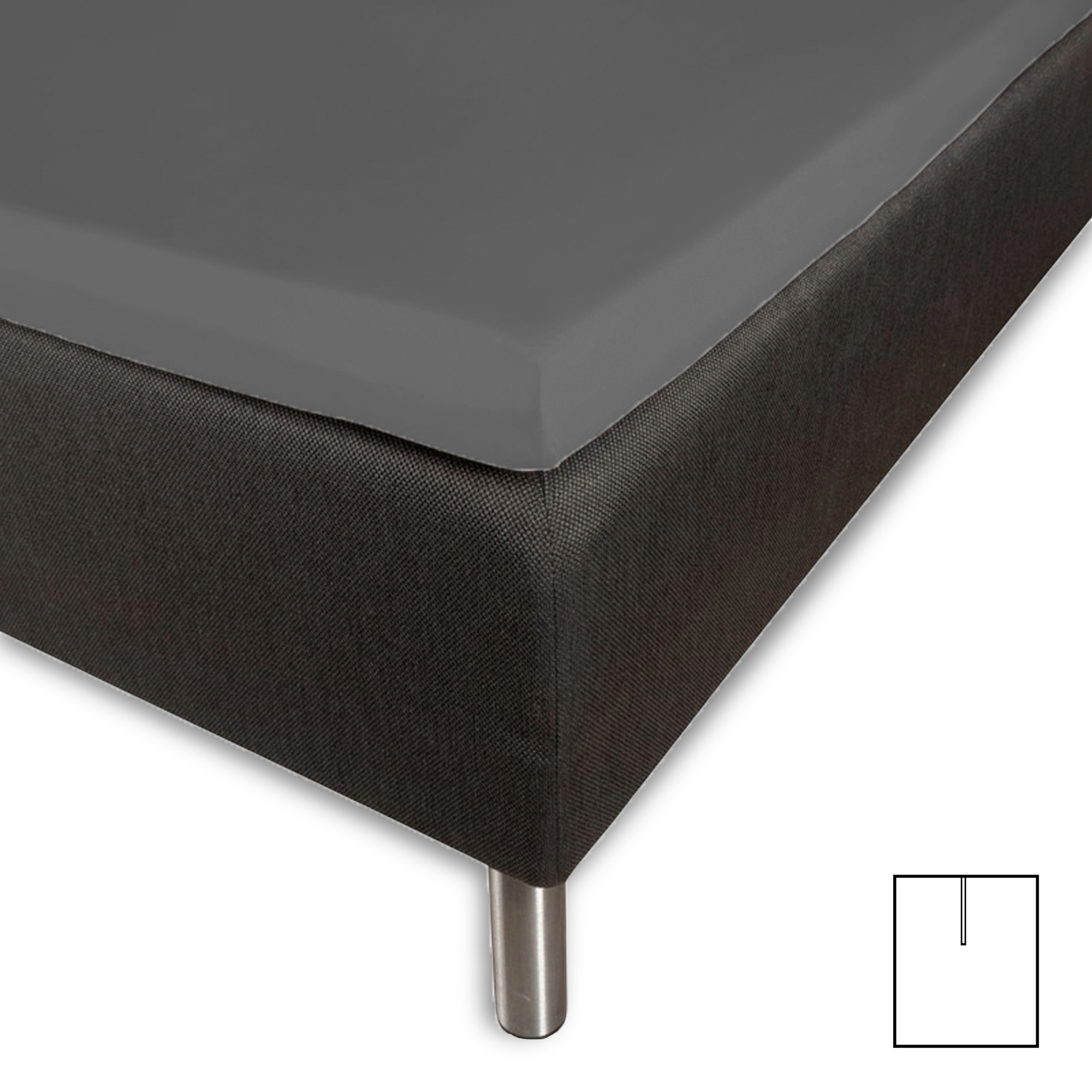 Umschlaglaken mit U-Schnitt - 160x200 cm - Splitlänge 80 cm - Anthrazit - 100% Baumwollsatin - Borås Cotton
