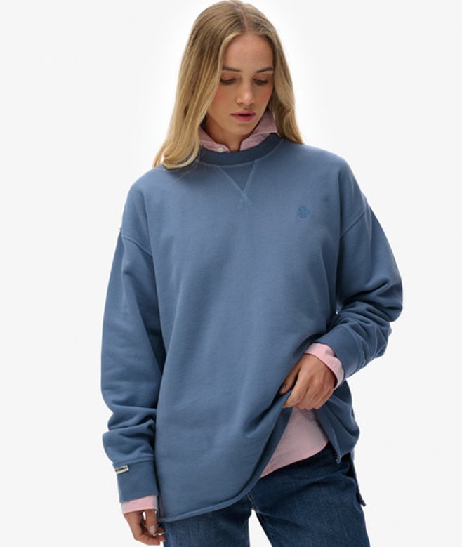 Superdry Damen Studios Sweatshirt mit Rundhalsausschnitt Light Blue - Größe: 42