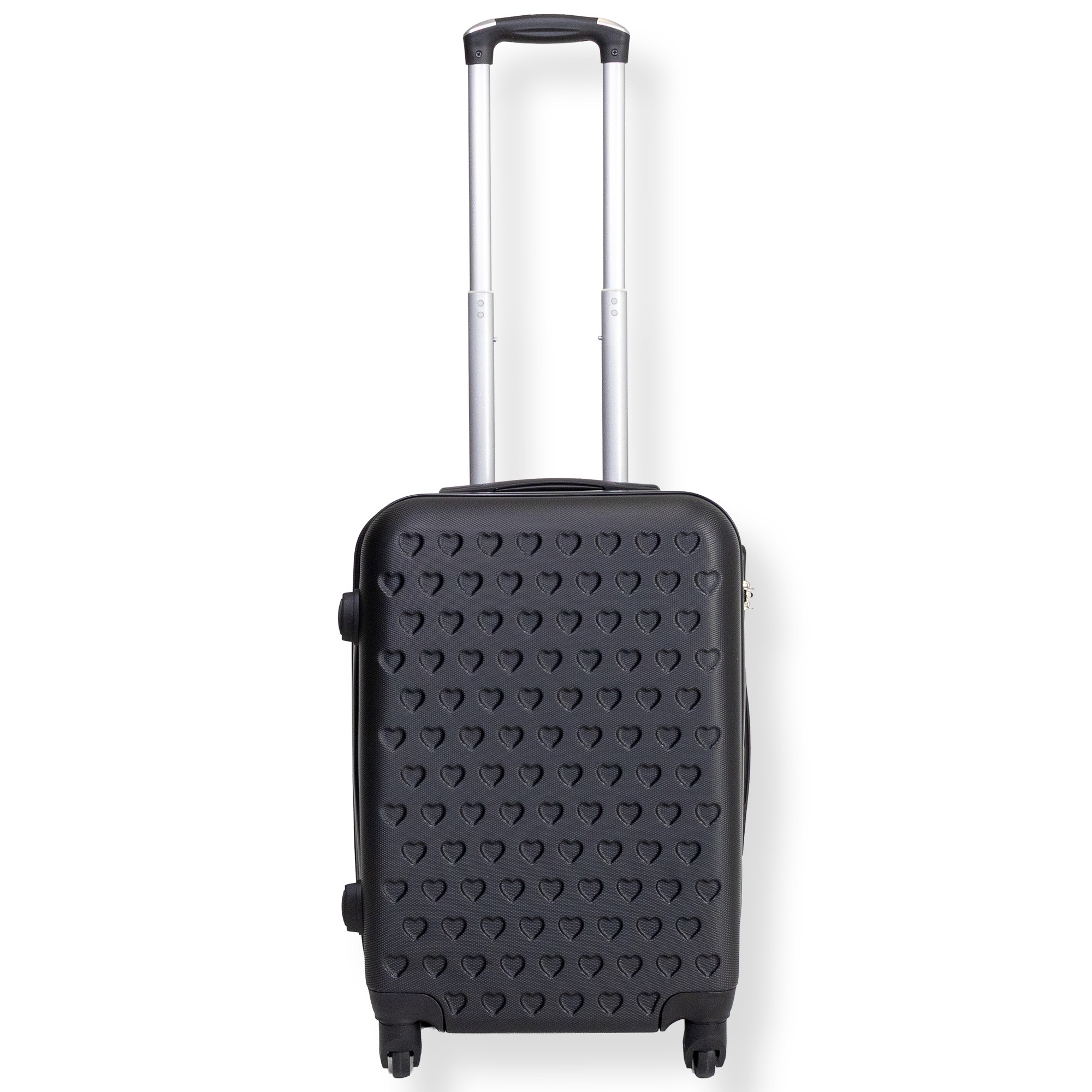 Schwarzer Kabinenkoffer - Hardcase-Koffer mit Herzen - stoßfestes Polypropylen - Reisekoffer