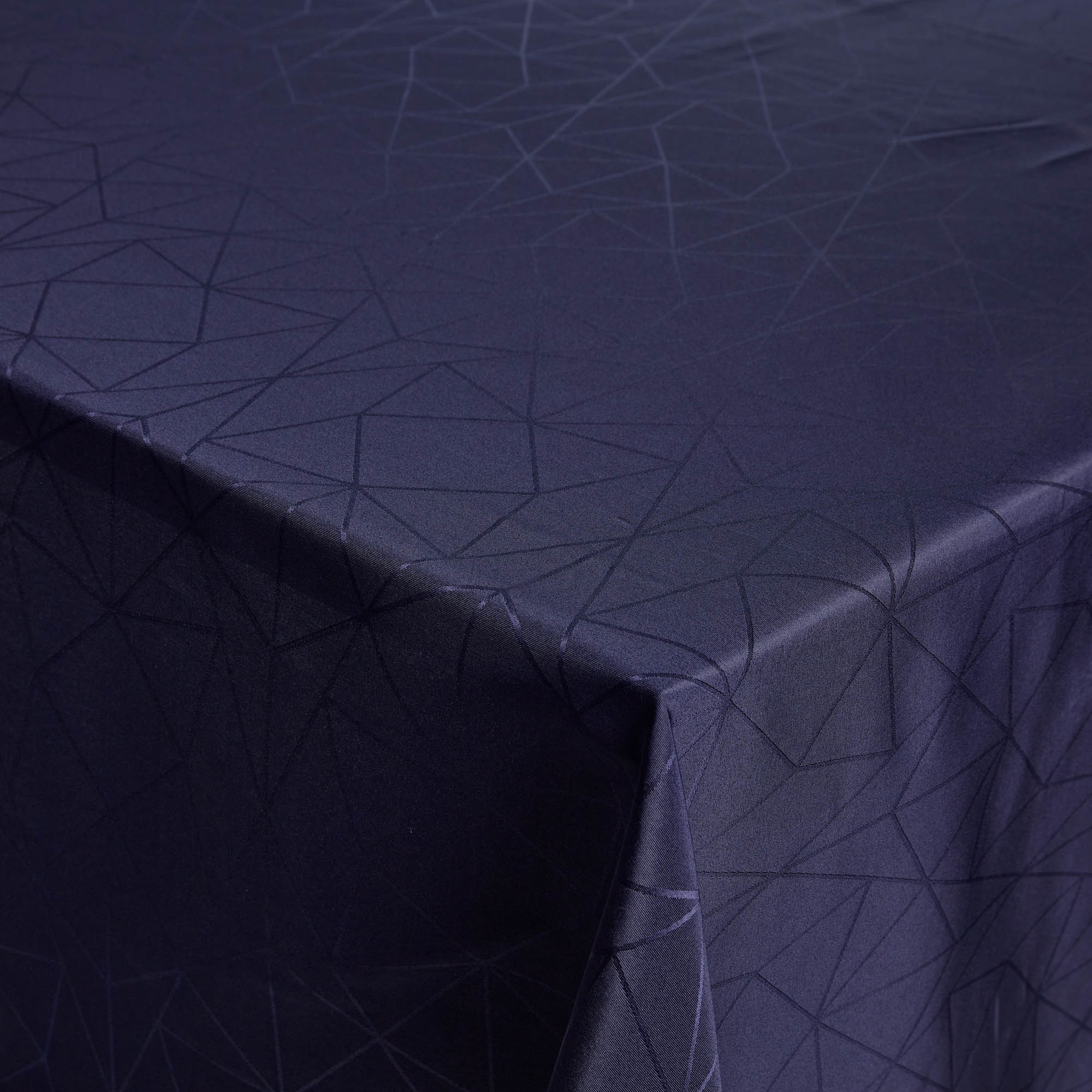 Tischdecke - 140x420 cm - Jacquard-Tischdecke mit geometrischem Muster in Dunkelblau - Exklusive Festtischdecke