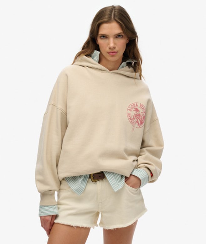 Superdry Damen Lo-fi Outdoor Hoodie in Übergröße Grau - Größe: 44