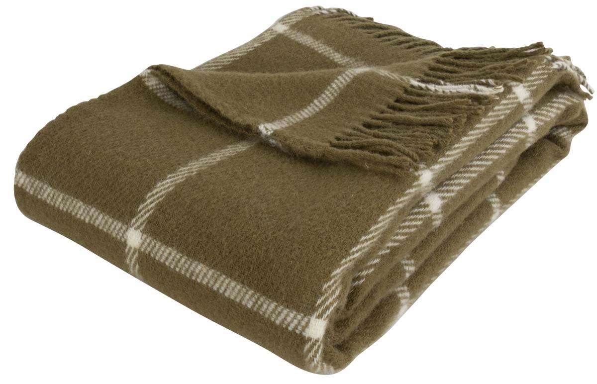 Wollplaid 130x200 cm - 100% reine Schurwolle - Thor Olive