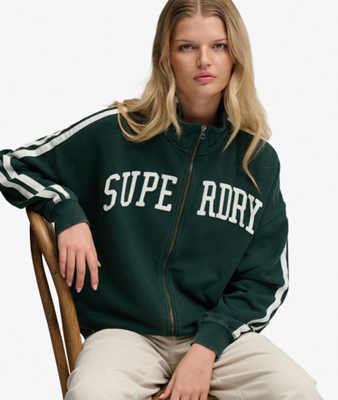 Superdry Damen Lockeres Athletic Essentials Trainingsoberteil mit Applikation Green - Größe: 44