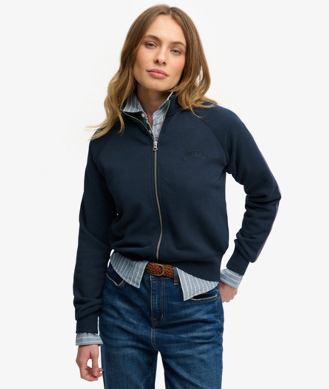 Superdry Damen Essential Logo Trainingsjacke mit Reißverschluss Navy - Größe: 44