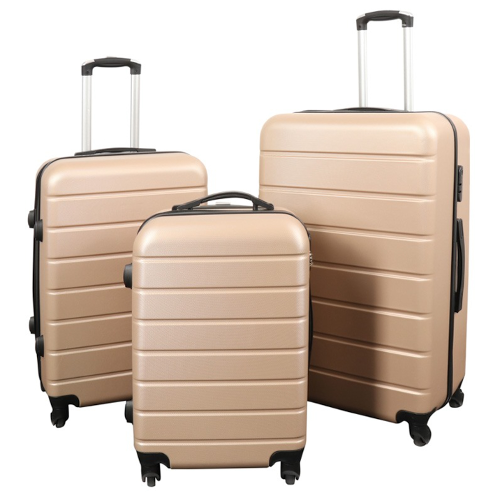 Koffer - 3er-Set - Exklusives Hardcase Koffer-Set im Angebot - Goldfarben mit Streifen