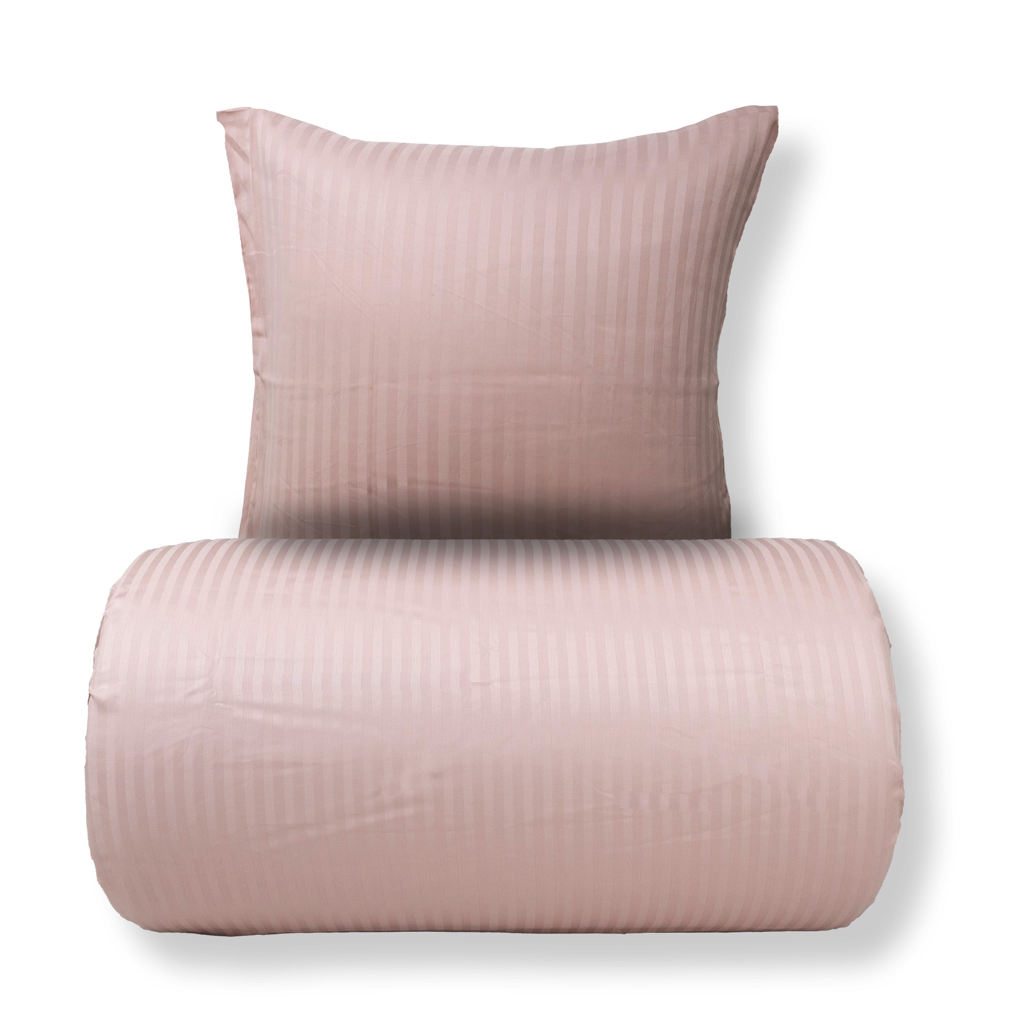 Bettwäsche 240x220 cm - 100% Baumwollsatin - klassische rosa Streifen